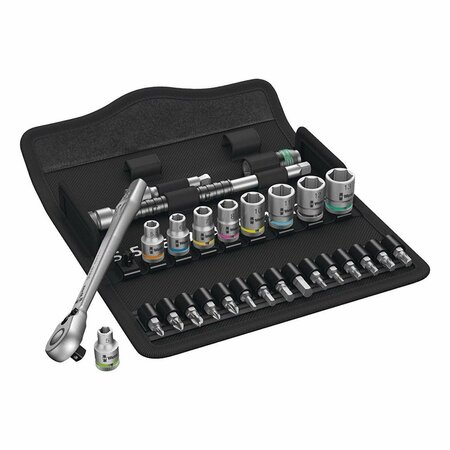 POSDATAS 0.25 in. Drive Metric Zyklop Metal Ratchet Set, 28 Piece PO3964511